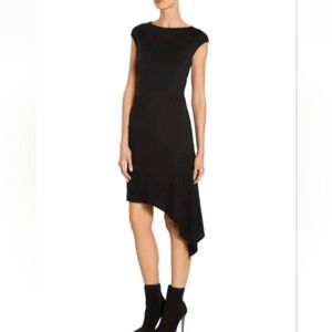 St. John Black Asymmetrical Dress